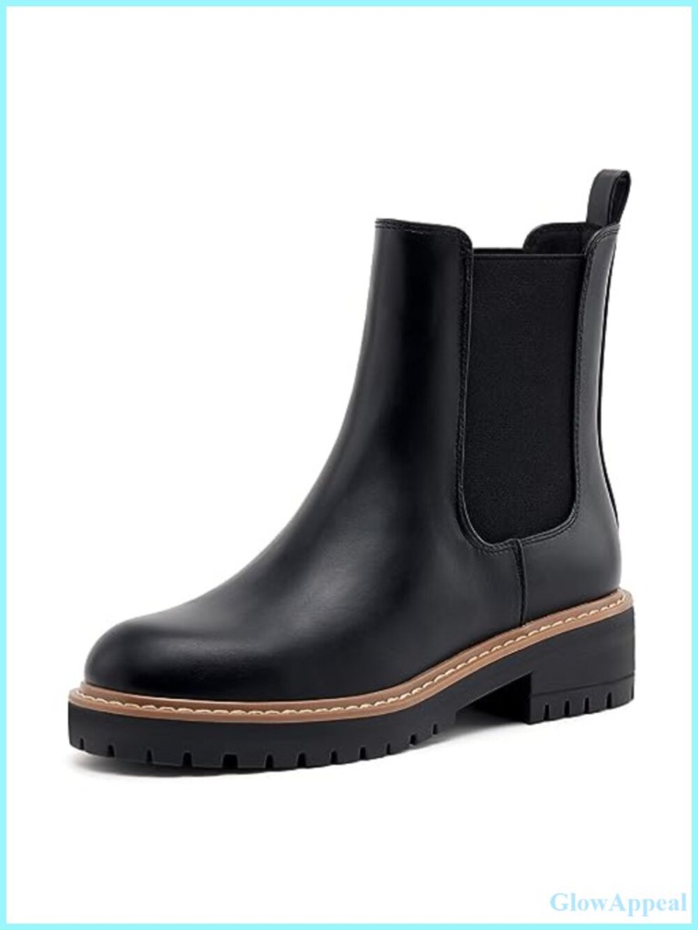 Chelsea Ankle Boots Faux Leather Slip On Chunky Block Heel Booties